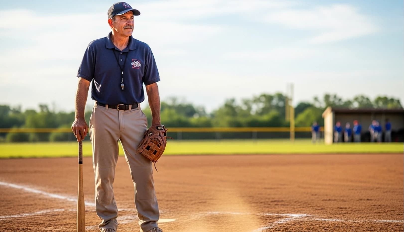 Baseball coach at practice