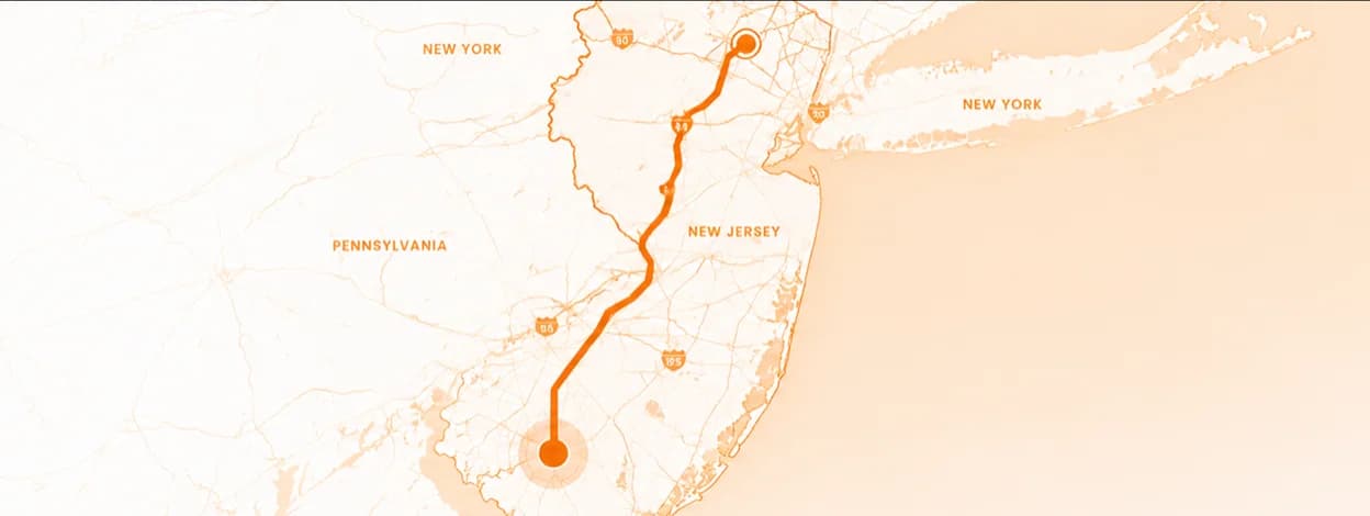 Map of New Jersey showing where local coaches are available