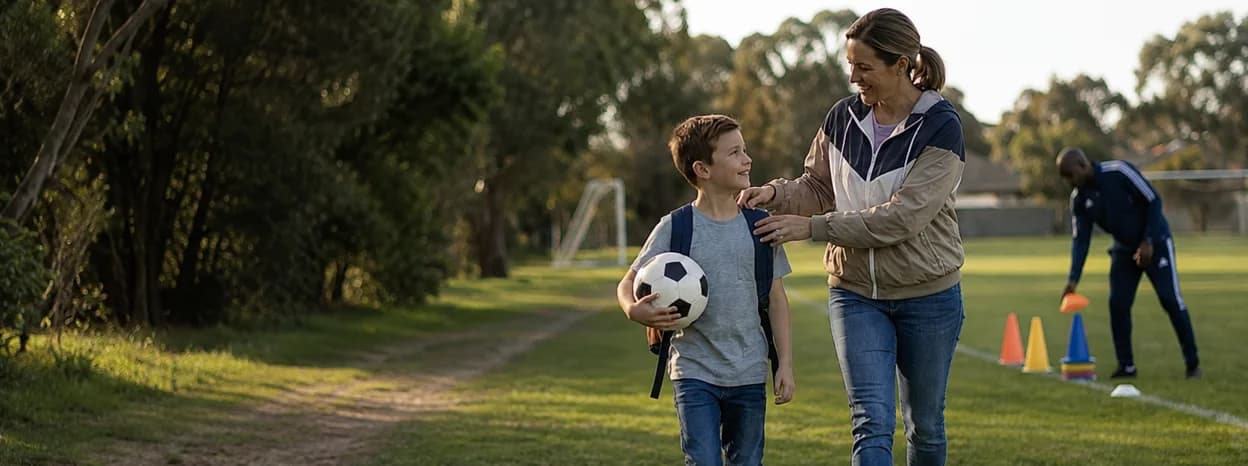 Parent walking to practice with their child