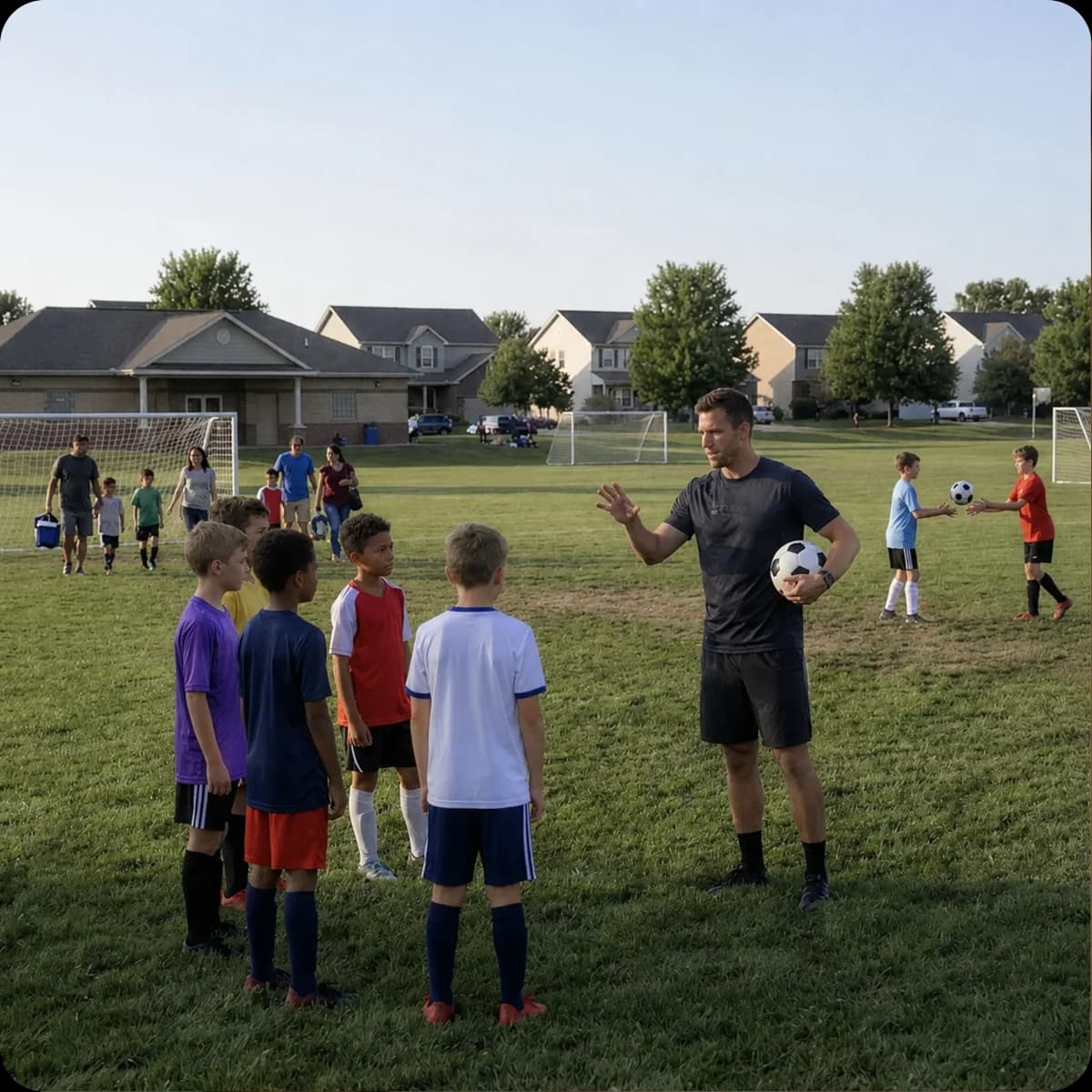 Coach celebrating a win with young athlete