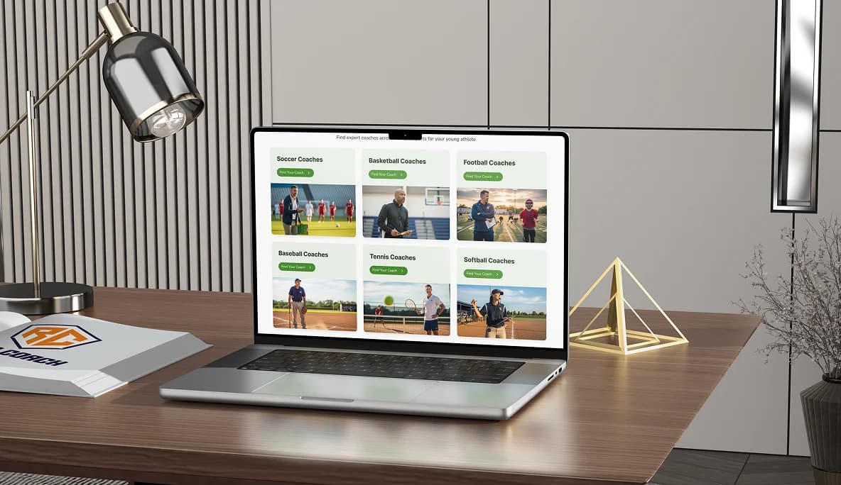 Searching coaches on laptop